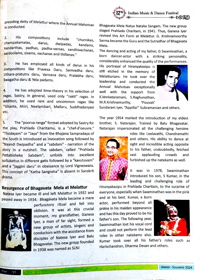 Article published in the Souvenir of Indian Fine Arts Academy, San Diego, USA